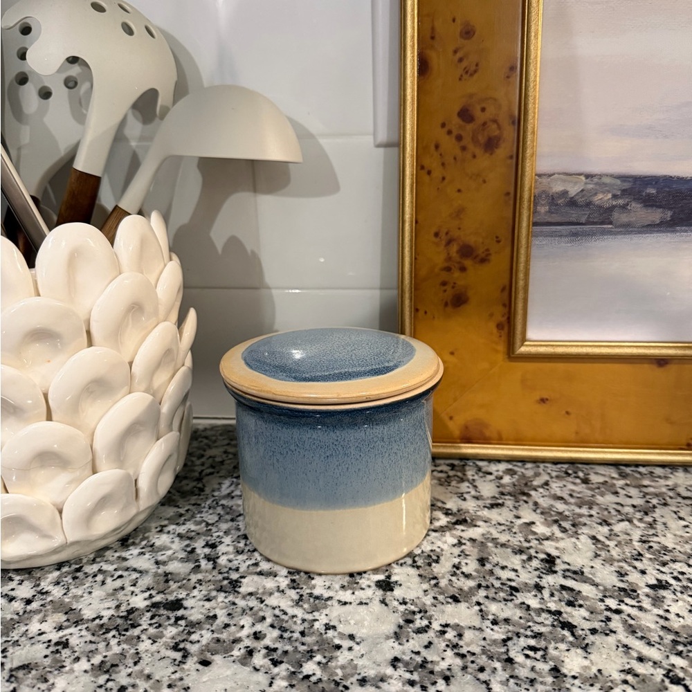 Vintage Stoneware Garlic/ Onion Storage Container